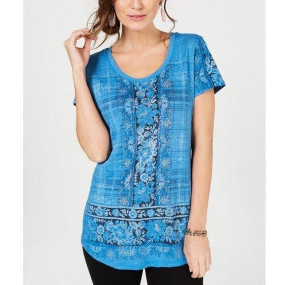 Style & Co Batik Print Panel Tunic Top - Picture 1 of 8